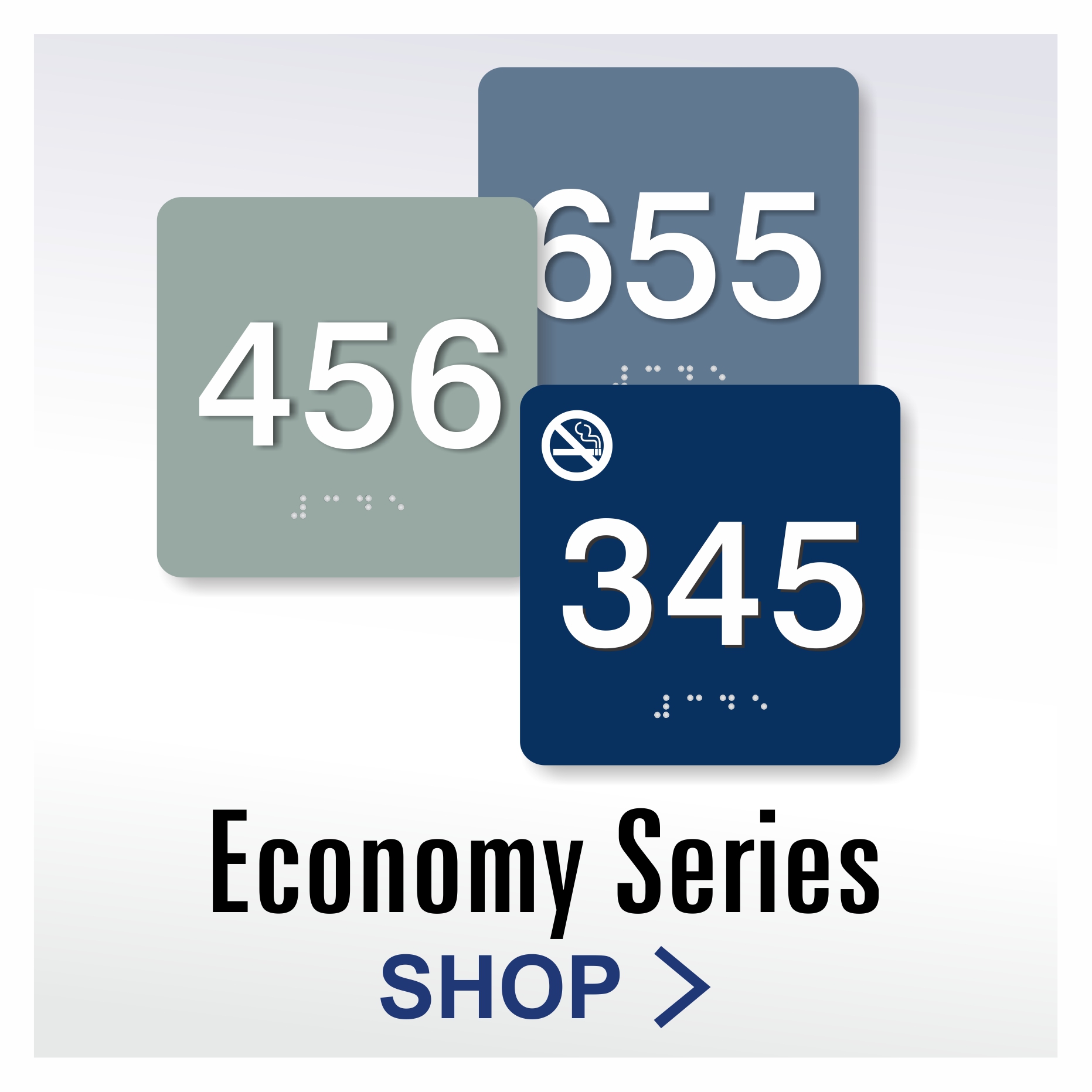 economy room numbers signs with braille and tactile text
